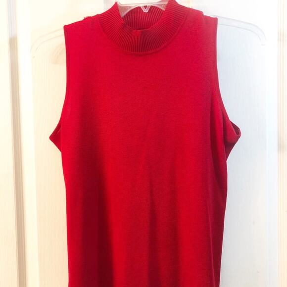 MISOOK Red Mock Neck Sleeveless Shell Top M - Picture 3 of 12
